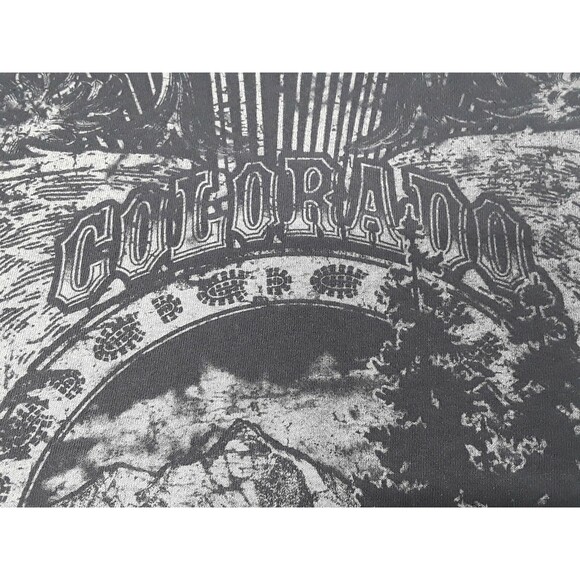 Biker Trash Colorado Graphic T shirt Black Footprints Feathers Mountain XL - Picture 5 of 12